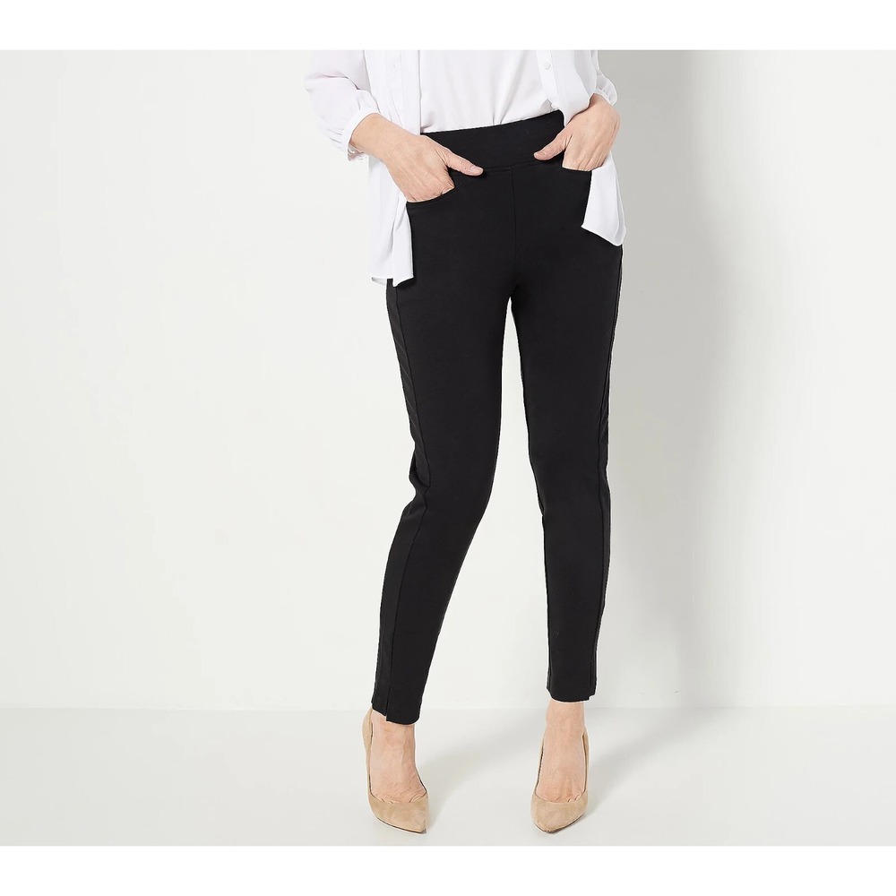 Isaac Mizrahi Live! Elements Regular 24/7 Stretch Knit Slim Leg Pant, Black, S - Picture 1 of 2